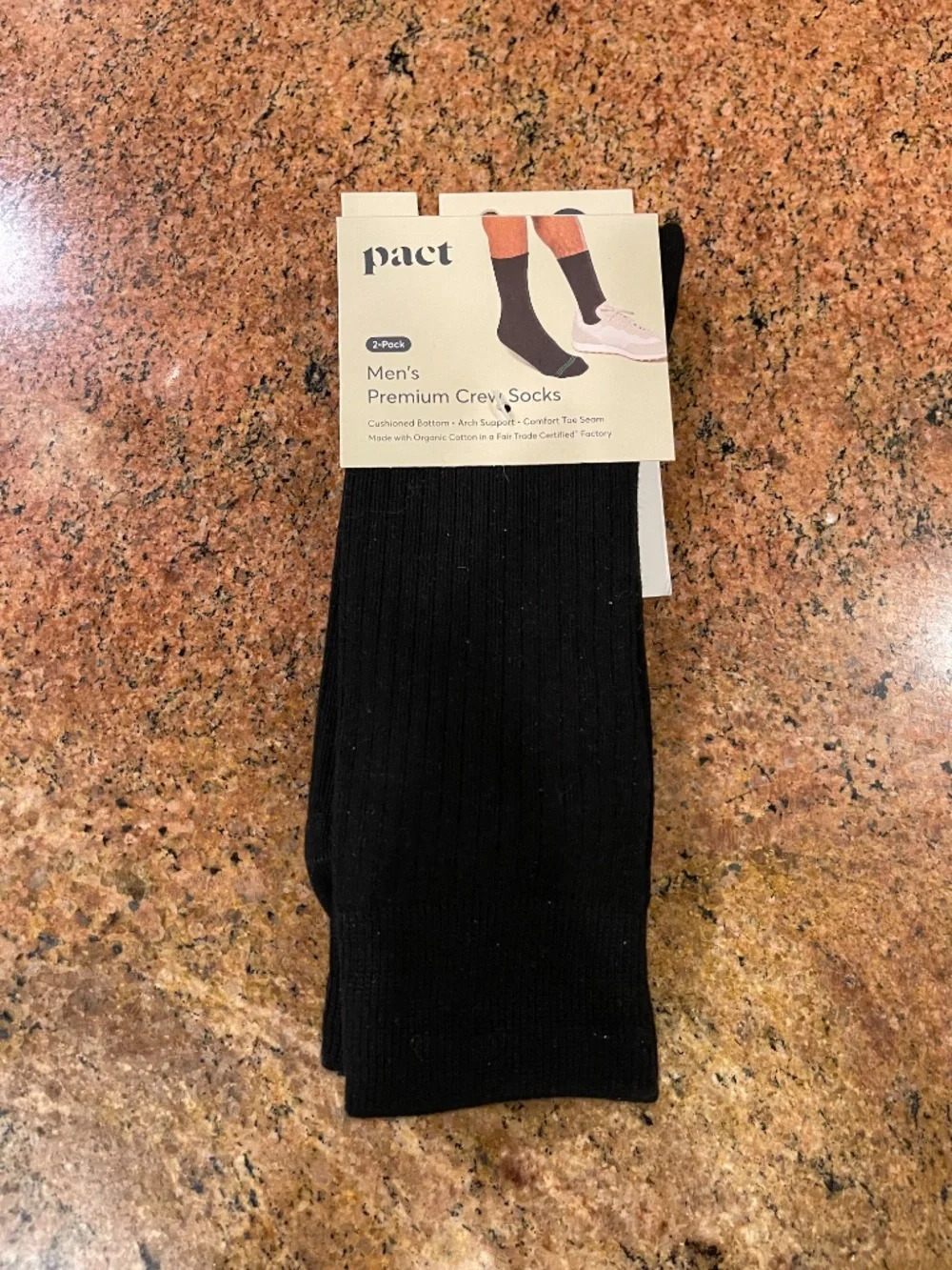 NEW! Men's Black Premium Crew Socks (2 Pack) Shoe Size: 9-13. NWT!